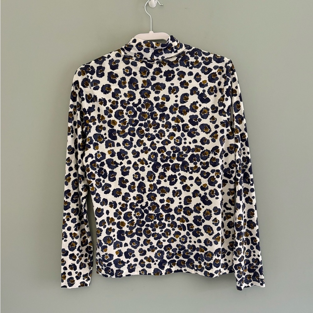 J.Crew Floral Leopard Print Turtleneck Top – XL – 100% Cotton - Picture 6 of 11